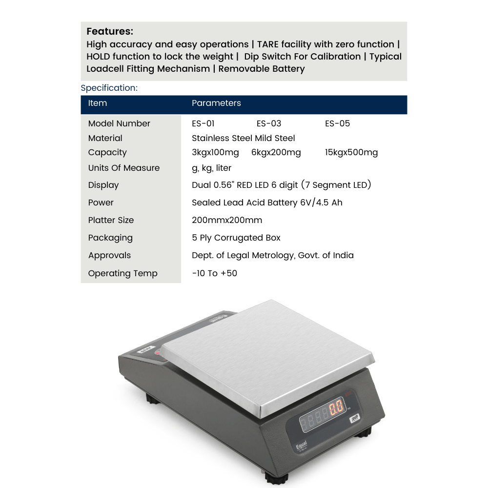 EQUAL Silver Scale/Display Front & Back/MS - 3Kg, 100mg