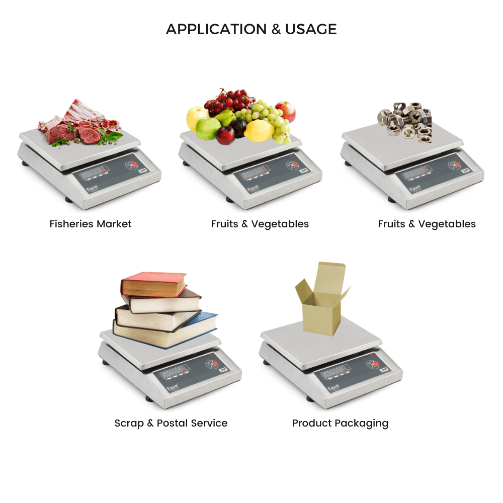 EQUAL Table Top Display Front & Back/SS - 10/20/30kg, 1,2,5g, 200X220